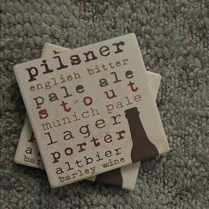 Food Network Beer-Themed Coasters - Cream and Brown